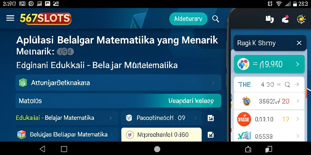 Antarmuka aplikasi 567SLOTS yang mudah digunakan untuk belajar matematika.
