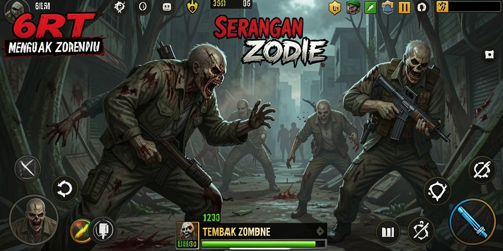 Antarmuka permainan 6RT saat melawan zombie.