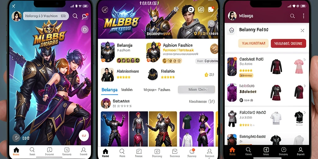 Tampilan antarmuka MLBB8 dengan berbagai pilihan fashion menarik.