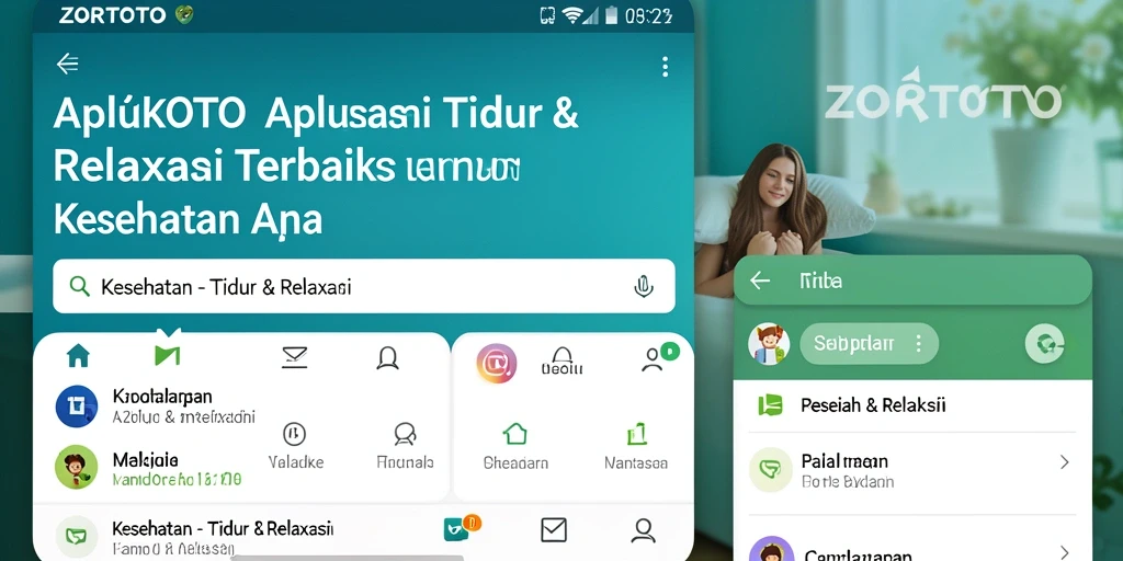 Tampilan antarmuka ZORTOTO yang ramah pengguna untuk relaksasi dan tidur.